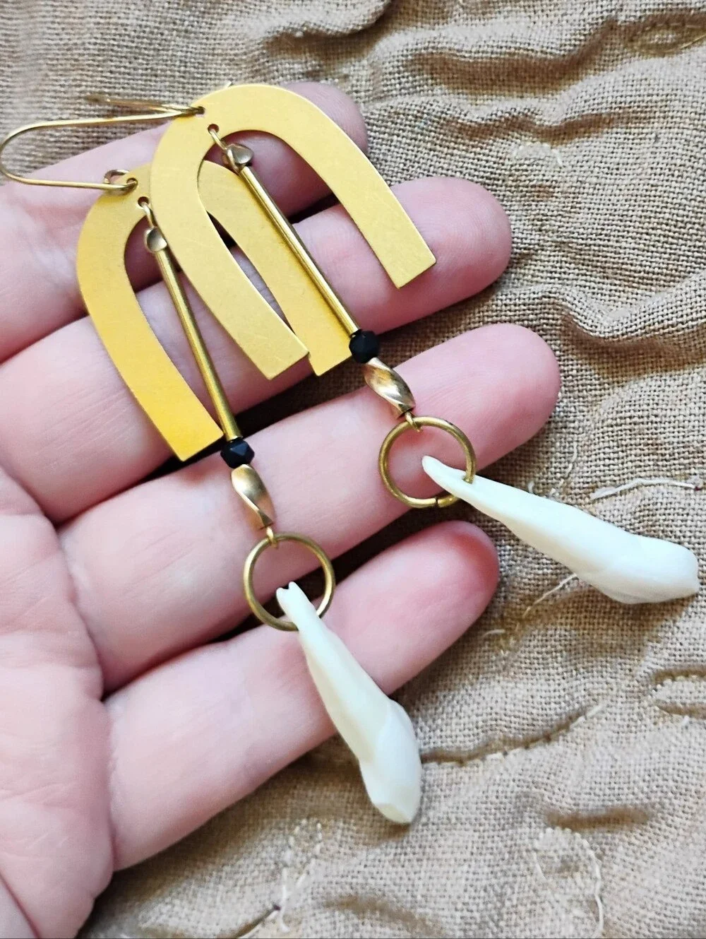 'U Hoo' Handmade Buffalo Tooth Statement Earrings